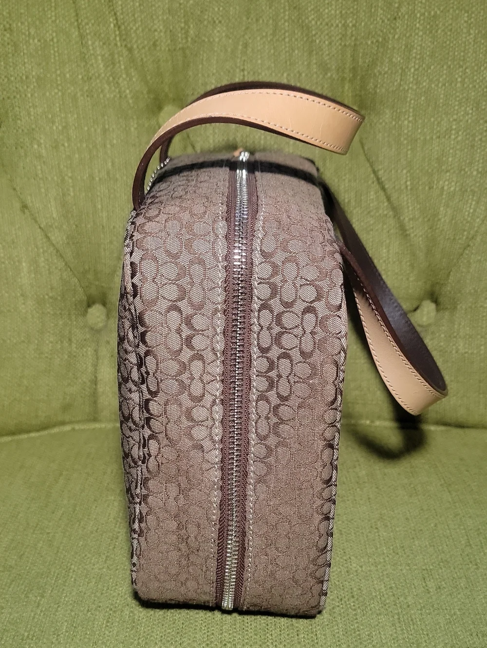 Coach Y2K Signature Cosmetic Large Bag Taupe and Tan